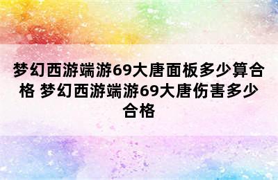 梦幻西游端游69大唐面板多少算合格 梦幻西游端游69大唐伤害多少合格